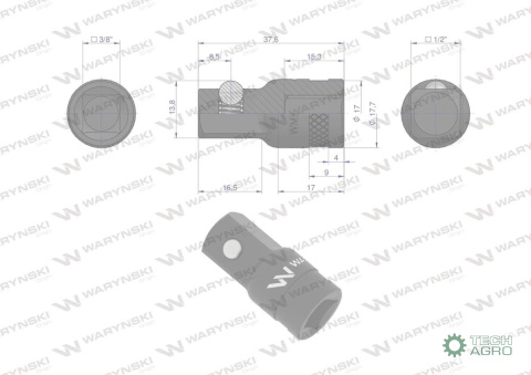 Redukcja 3/8" -1/2". 35mm, Waryński Redukcja 3/8" -1/2". 35mm, Waryński