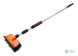 Szczotka teleskopowa - przepływowa ze ściągaczką PROFESSIONAL - LONG (dł. 180-400cm) / miękkie włosie PVC / TEGER