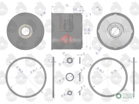 Wkład filtra paliwa WP40-3X MF-3 ORYGINAŁ URSUS, (sprzedawane po 12)