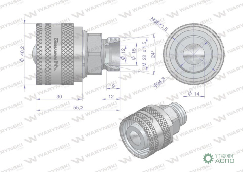 Zawór wtyczka M22x1.5 skręcane (50490030) Waryński (opakowanie 50szt) Zawór wtyczka M22x1.5 skręcane (50490030) Waryński (opakowanie 50szt)