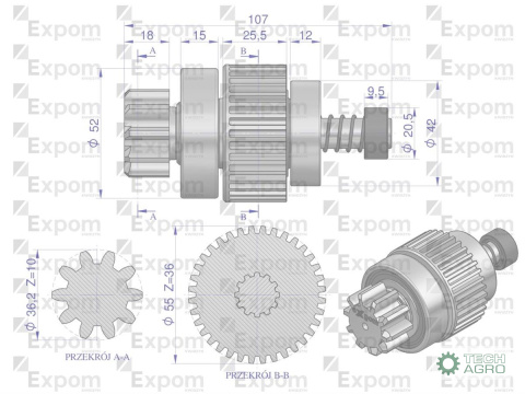 Zespół sprzęgający rozrusznika T-25 MTZ typu Magneton 9142780 Blue Line EXPOM KWIDZYN Zespół sprzęgający rozrusznika T-25 MTZ typu Magneton 9142780 Blue Line EXPOM KWIDZYN