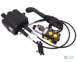 Zestaw 90L do ładowacza czołowego: Rozdzielacz + Elektrozawór + Joystick z przyciskiem + Linki na kulkę stalową 2000mm Waryński