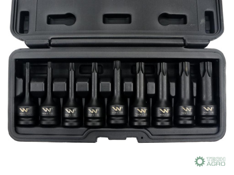 Zestaw nasadek udarowych, 1/2 typu STAR TORX 9 el. ze stali CrMo, do prac w mechanice, Waryński Zestaw nasadek udarowych, 1/2 typu STAR TORX 9 el. ze stali CrMo, do prac w mechanice, Waryński