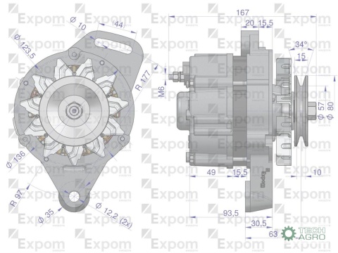 Alternator A124F 14V 44A URSUS 912-1614 MF 235 EXPOM KWIDZYN eu Alternator A124F 14V 44A URSUS 912-1614 MF 235 EXPOM KWIDZYN eu