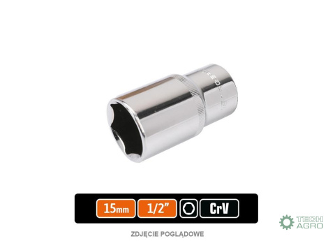 Klucz nasadowy 1/2" sześciokątny długi 15 mm / TEGER Klucz nasadowy 1/2" sześciokątny długi 15 mm / TEGER