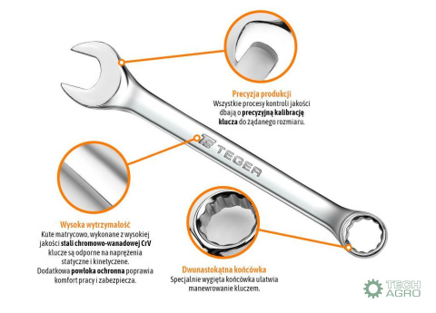 Klucz płasko-oczkowy 13 mm / TEGER Klucz płasko-oczkowy 13 mm / TEGER
