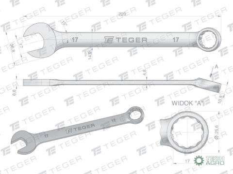 Klucz płasko-oczkowy 17 mm / TEGER Klucz płasko-oczkowy 17 mm / TEGER