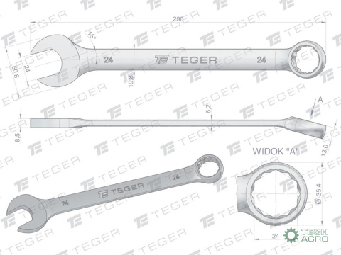 Klucz płasko-oczkowy 24 mm / TEGER Klucz płasko-oczkowy 24 mm / TEGER