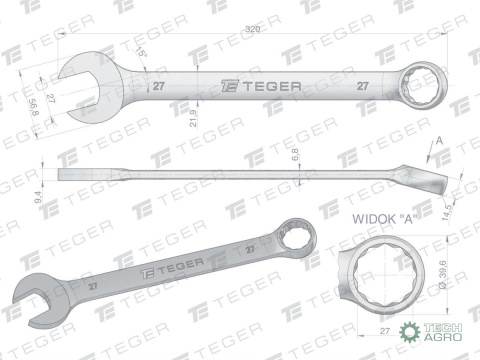 Klucz płasko-oczkowy 27 mm / TEGER Klucz płasko-oczkowy 27 mm / TEGER