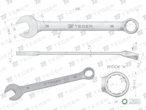 Klucz płasko-oczkowy 28 mm / TEGER Klucz płasko-oczkowy 28 mm / TEGER