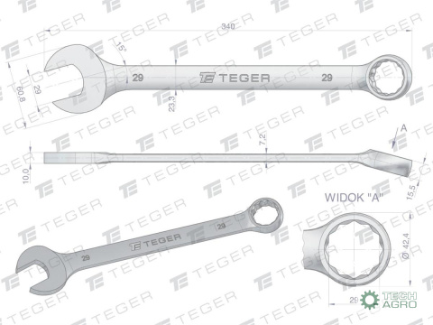 Klucz płasko-oczkowy 29 mm / TEGER Klucz płasko-oczkowy 29 mm / TEGER