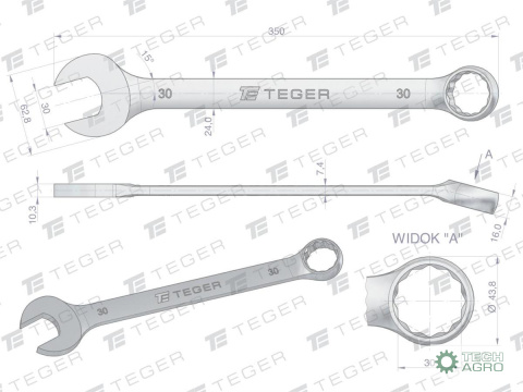 Klucz płasko-oczkowy 30 mm / TEGER Klucz płasko-oczkowy 30 mm / TEGER