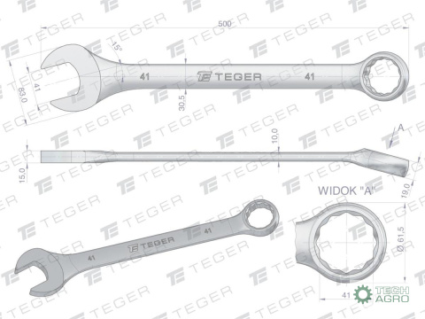 Klucz płasko-oczkowy 41 mm / TEGER Klucz płasko-oczkowy 41 mm / TEGER