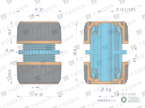 Łącznik węża 1/2" TEGER Łącznik węża 1/2" TEGER