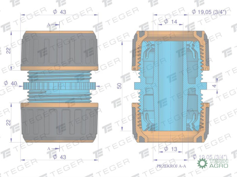 Łącznik węża 3/4" TEGER Łącznik węża 3/4" TEGER
