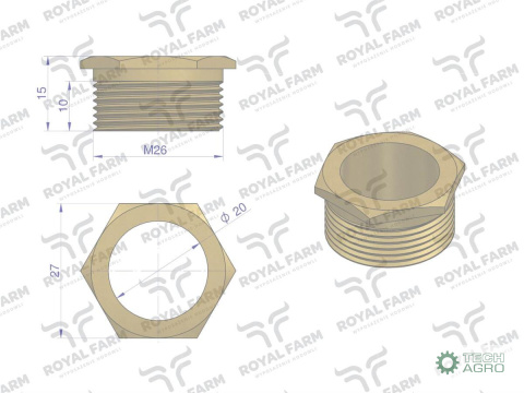 Nakrętka zaworu RF-20909015.200 ROYAL FARM ( sprzedawane po 5 ) Nakrętka zaworu RF-20909015.200 ROYAL FARM ( sprzedawane po 5 )