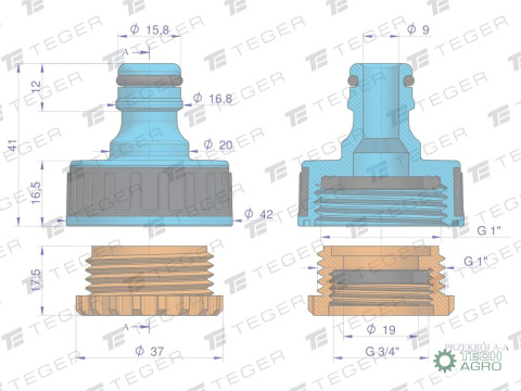 Przyłącze do kranu 3/4" & 1" TEGER Przyłącze do kranu 3/4" & 1" TEGER
