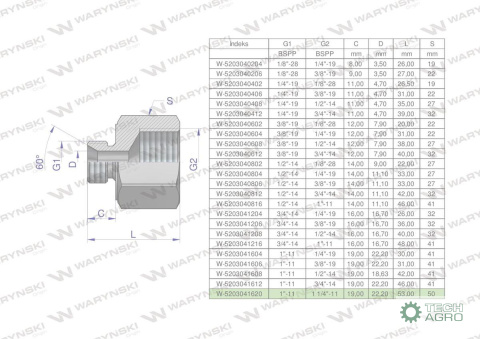 Tulejka różnicowa hydrauliczna calowa AB 1"GZ x 1 1/4"GW BSP Waryński Tulejka różnicowa hydrauliczna calowa AB 1"GZ x 1 1/4"GW BSP Waryński