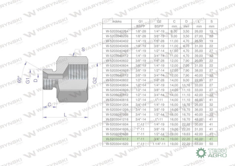 Tulejka różnicowa hydrauliczna calowa AB 1"GZ x 3/4"GW BSP Waryński Tulejka różnicowa hydrauliczna calowa AB 1"GZ x 3/4"GW BSP Waryński