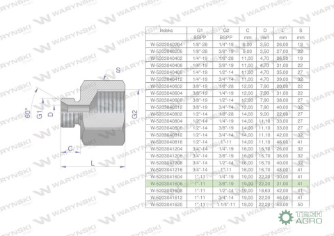 Tulejka różnicowa hydrauliczna calowa AB 1"GZ x 3/8"GW BSP Waryński Tulejka różnicowa hydrauliczna calowa AB 1"GZ x 3/8"GW BSP Waryński