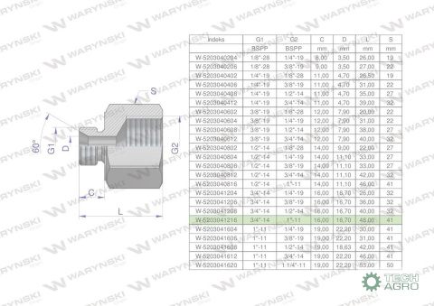 Tulejka różnicowa hydrauliczna calowa AB 3/4"GZ x 1"GW BSP Waryński Tulejka różnicowa hydrauliczna calowa AB 3/4"GZ x 1"GW BSP Waryński