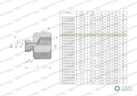 Tulejka różnicowa hydrauliczna calowa AB 3/8"GZ x 1/8"GW BSP Waryński ( sprzedawane po 2 ) Tulejka różnicowa hydrauliczna calowa AB 3/8"GZ x 1/8"GW BSP Waryński ( sprzedawane po 2 )