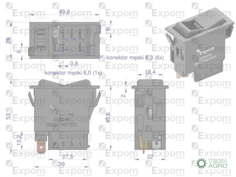 Włącznik przechylny światło awaryjne (blokada) Case IH EXPOM KWIDZYN eu Włącznik przechylny światło awaryjne (blokada) Case IH EXPOM KWIDZYN eu