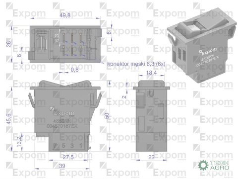 Włącznik przechylny system spryskiwaczy szyby przedniej (blokada) Deutz-Fahr EXPOM KWIDZYN eu Włącznik przechylny system spryskiwaczy szyby przedniej (blokada) Deutz-Fahr EXPOM KWIDZYN eu