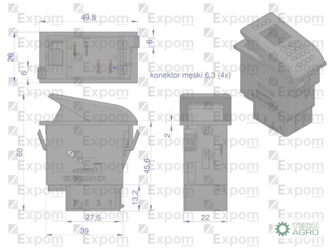 Włącznik przechylny (włącznik typu kombi) z blokadą Case IH Linde EXPOM KWIDZYN eu Włącznik przechylny (włącznik typu kombi) z blokadą Case IH Linde EXPOM KWIDZYN eu
