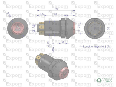 Wyłącznik świateł awaryjnych 50799075 Case EXPOM KWIDZYN eu Wyłącznik świateł awaryjnych 50799075 Case EXPOM KWIDZYN eu
