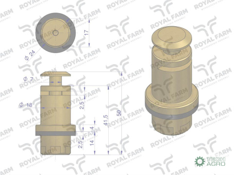 Zawór kompletny poidła RF-20909015 RF-20909025 ROYAL FARM ( sprzedawane po 10 ) Zawór kompletny poidła RF-20909015 RF-20909025 ROYAL FARM ( sprzedawane po 10 )