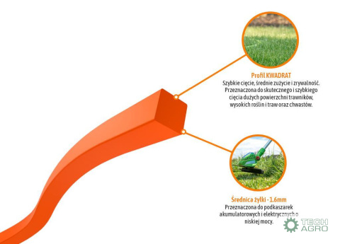 Żyłka tnąca do podkaszarek / Kwadrat / 1.6 mm / 15 m / TEGER Żyłka tnąca do podkaszarek / Kwadrat / 1.6 mm / 15 m / TEGER