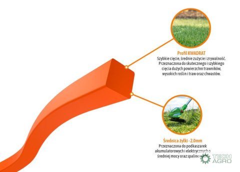 Żyłka tnąca do podkaszarek / Kwadrat / 2.0 mm / 15 m / TEGER Żyłka tnąca do podkaszarek / Kwadrat / 2.0 mm / 15 m / TEGER