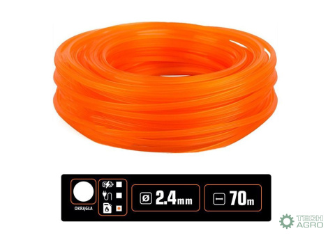Żyłka tnąca do podkaszarek / Okrągła / 2.4 mm / 70 m / TEGER Żyłka tnąca do podkaszarek / Okrągła / 2.4 mm / 70 m / TEGER