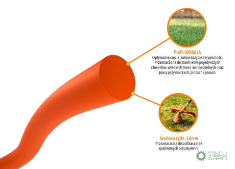 Żyłka tnąca do podkaszarek / Okrągła / 3.0 mm / 15 m / TEGER Żyłka tnąca do podkaszarek / Okrągła / 3.0 mm / 15 m / TEGER