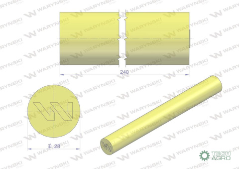 Amortyzator poliuretanowy walec 28x240 WARYŃSKI ( sprzedawane po 4 )