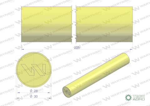 Amortyzator poliuretanowy walec 30x205 WARYŃSKI ( sprzedawane po 4 )