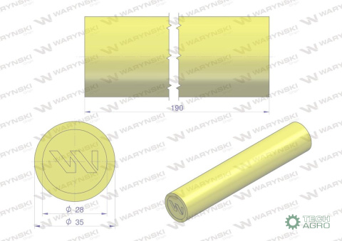 Amortyzator poliuretanowy walec 35x190 WARYŃSKI ( sprzedawane po 4 )