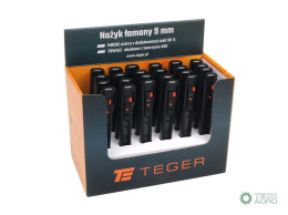 Nożyk łamany, ostrze 9mm ze stali SK2 wobudowie z tworzywa ABS sprzedawane w kartoniku ekspozycyjnym, , do prac wykończeniowych 