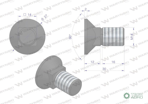 Śruba kpl. płużna podsadzana D 608 M14x30 mm kl.10.9 Waryński ( sprzedawane po 10 ) Śruba kpl. płużna podsadzana D 608 M14x30 mm kl.10.9 Waryński ( sprzedawane po 10 )