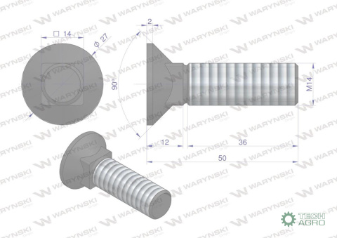 Śruba kpl. płużna podsadzana D 608 M14x50 mm kl.10.9 Waryński ( sprzedawane po 10 ) Śruba kpl. płużna podsadzana D 608 M14x50 mm kl.10.9 Waryński ( sprzedawane po 10 )