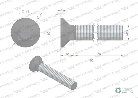 Śruba kpl. płużna podsadzana D 608 M14x90 mm kl.10.9 Waryński ( sprzedawane po 10 ) Śruba kpl. płużna podsadzana D 608 M14x90 mm kl.10.9 Waryński ( sprzedawane po 10 )