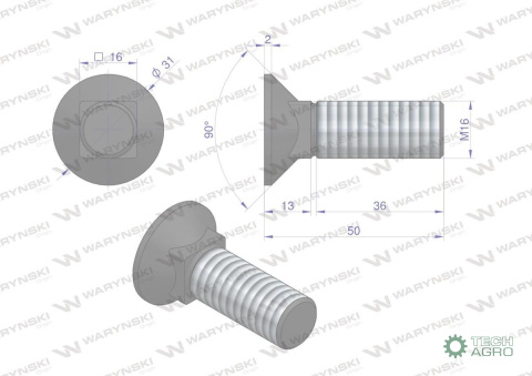 Śruba kpl. płużna podsadzana D 608 M16x50 mm kl.10.9 Waryński ( sprzedawane po 10 ) Śruba kpl. płużna podsadzana D 608 M16x50 mm kl.10.9 Waryński ( sprzedawane po 10 )