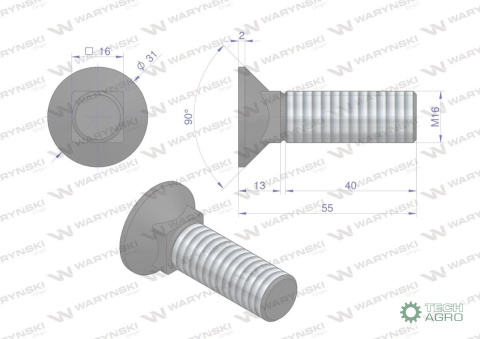 Śruba kpl. płużna podsadzana D 608 M16x55 mm kl.10.9 Waryński ( sprzedawane po 10 ) Śruba kpl. płużna podsadzana D 608 M16x55 mm kl.10.9 Waryński ( sprzedawane po 10 )