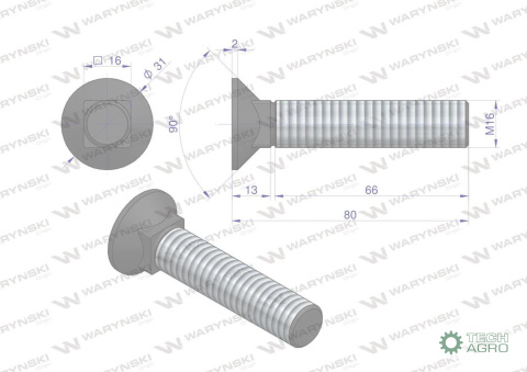 Śruba kpl. płużna podsadzana D 608 M16x80 mm kl.10.9 Waryński ( sprzedawane po 10 ) Śruba kpl. płużna podsadzana D 608 M16x80 mm kl.10.9 Waryński ( sprzedawane po 10 )