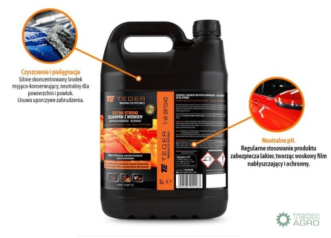 Szampon z woskiem do mycia karoserii - neutralny - EXTRA STRONG, 5l - koncentrat, TEGER