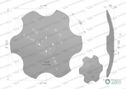 Talerz, skrajny prawy fi 510 mocowanie 4/98 grubość 4 mm stal borowa, Waryński