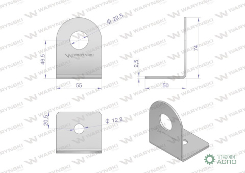 Uchwyt (tablica) pojedynczy dlaszybkozłączy long z przeciwnakręką M22x1.5 EURO Waryński Uchwyt (tablica) pojedynczy dlaszybkozłączy long z przeciwnakręką M22x1.5 EURO Waryński