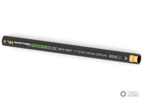 Wąż hydrauliczny do zakuwania POWER-FLOW 2SC DN25 2-oplotowy 165 Bar Waryński Wąż hydrauliczny do zakuwania POWER-FLOW 2SC DN25 2-oplotowy 165 Bar Waryński