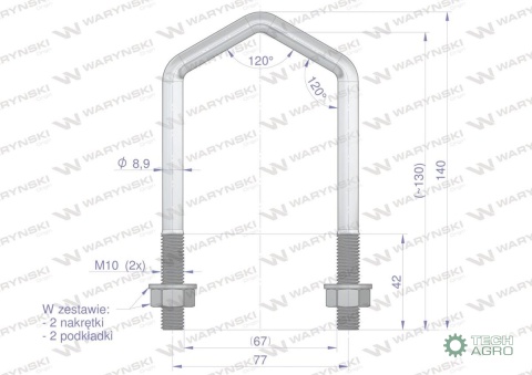 Jarzmo, Cybant Romb, M10 67x130, 3045000430, Waryński